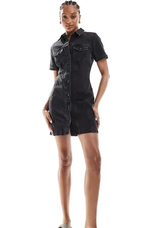 ASOS ASOS DESIGN Tall - Vasket tætsiddende mini-skjortekjole i denim