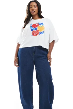 ASOS ASOS DESIGN Curve - Jeans med barrel-ben i skyllet vask-Marineblå