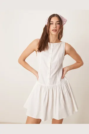 ASOS Minikjole med bred halsudskæring, knapper og sænket talje