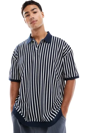 ASOS Sort og hvid oversized poloskjorte med striber
