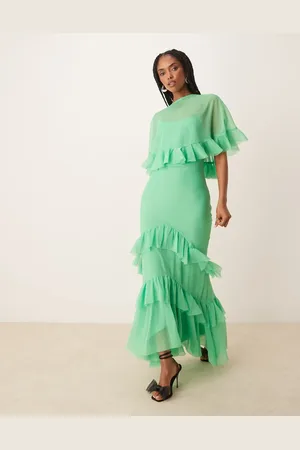 ASOS Maxikjole med kappelag yderst og flæser samt tværsnit