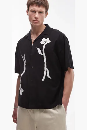 Topman Skjorte med korte ærmer og broderier