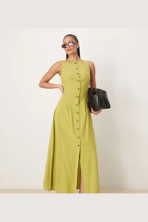ASOS ASOS DESIGN Tall - maxikjole med habitvest-design, lige hals og knapper