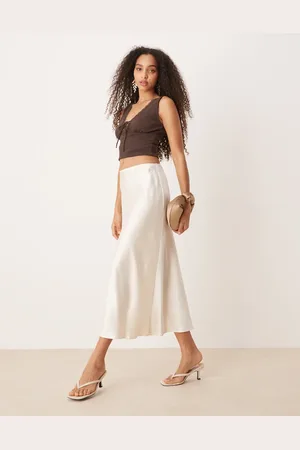 MANGO Midinederdel i satin