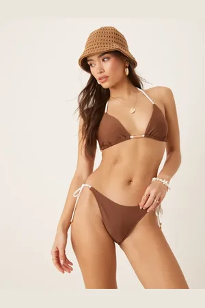 Abercrombie & Fitch Badetøj - Brune cheeky bikinitrusser med bindebånd i siderne - Del af sæt