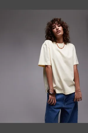 Topshop Premium - Beige basis-T-shirt med korte ærmer-Gul