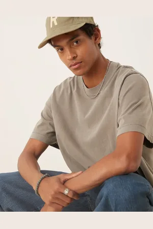 Abercrombie & Fitch Grå cropped T-shirt med rund hals og vintage-design