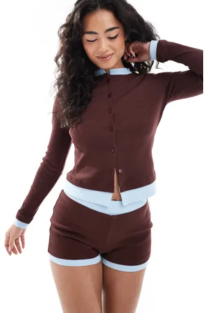 ASOS Cardigan med knapper og kontrasterende kanter i dobbeltlag - Del af sæt