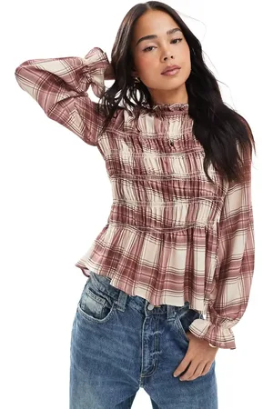 ASOS Asymmetrisk langærmet top med rynkedetalje og -Multifarvet
