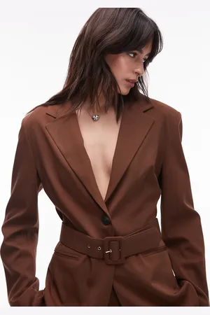 ASOS Chokoladebrun og oversized blazer med bælte og indsyet talje - Del af sæt
