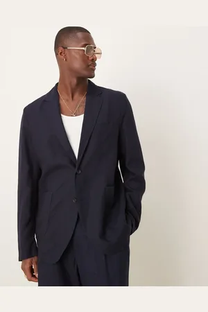 MANGO Slim Fit-blazer i hørblanding - Del af sæt