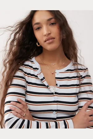 Miss Selfridge Blå cardigan med striber-Multifarvet