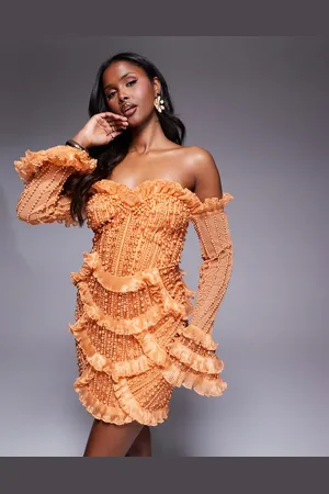ASOS Offshoulder-minikjole med bølgekant og smykkesten