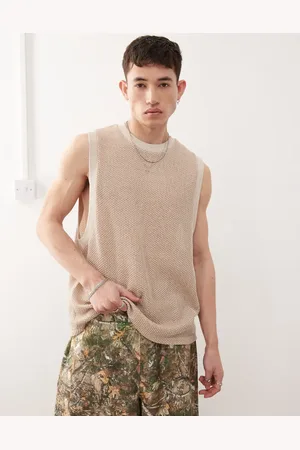 Reclaimed Cremehvid hæklet tanktop med sænkede ærmegab