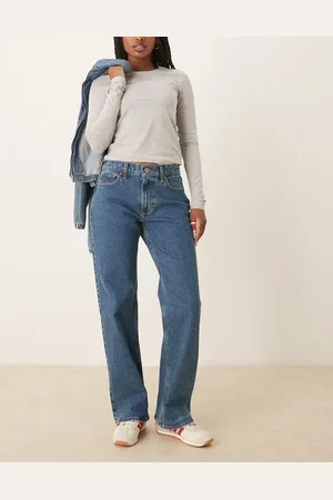 Abercrombie & Fitch Baggy lavtaljede jeans i mørk vask