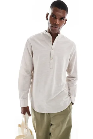 JACK & JONES Beige overhead-skjorte i hørblanding-Neutral
