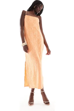Object Orange cami-midikjole med tekstur