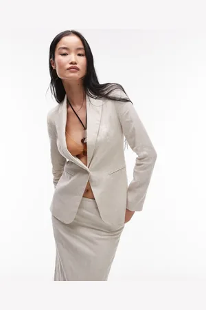MANGO Slim Fit-blazer i hør-Neutral