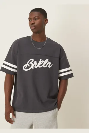 ASOS Koksgrå oversized T-shirt med vaffeltekstur og byprint