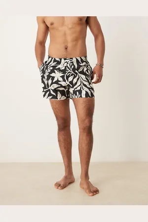 Abercrombie & Fitch Badetøj - Monokrome 5-tommer-badeshorts med bladprint-Grøn