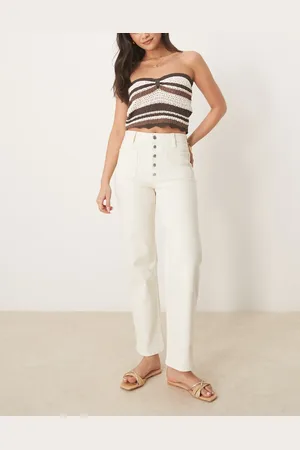 ASOS Hvide jeans med lige ben og knapstolpe