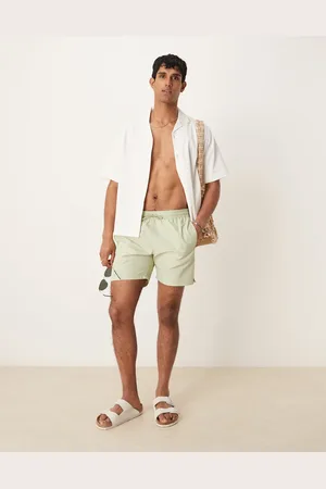 MANGO Lysegrønne badeshorts i seersucker