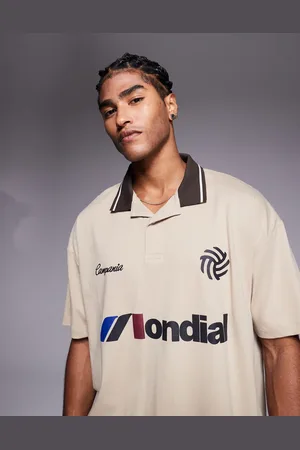 ASOS Beige og oversized polotrøje med sportsgrafik-Neutral