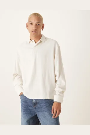 ASOS Oversized hvid overhead-skjorte i hørblanding med firkantet pasform