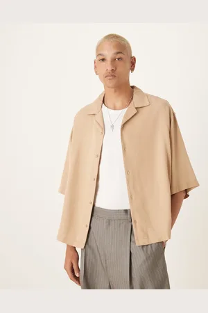 ASOS Premium - Oversized skjorte med firkantet pasform og reverskrave-Neutral