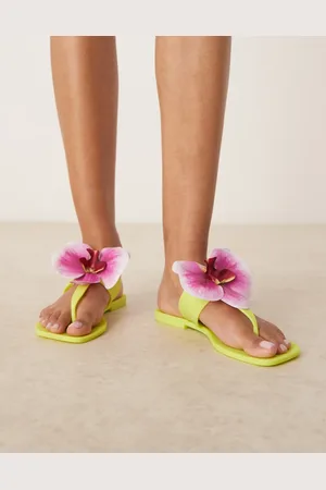 ASOS Flutter - Limegrønne plastiksandaler med klipklapdesign og orkidédetalje