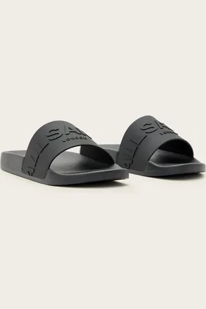 AllSaints Biggy - Sorte sliders i gummi med tonet logo