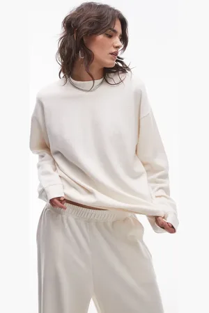 Topshop Cremehvid børstet sweatshirt med ståkrave