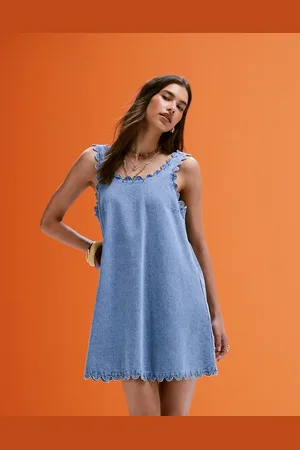 ASOS Lyseblå minikjole i denim med muslingekanter