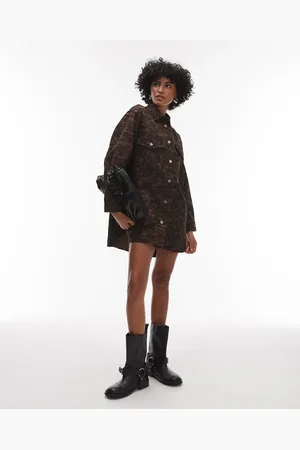 AllSaints Faye - Brun skjortejakke-kjole med camouflagemønster
