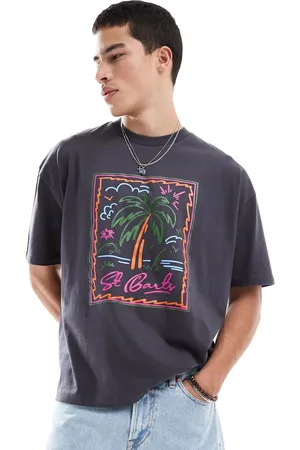 ASOS Koksgrå oversized T-shirt med grafisk palmeprint