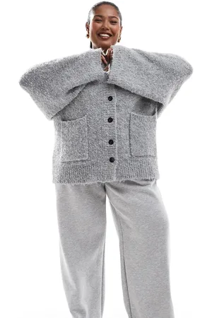 4th & Reckless Grå longline cardigan med knapper i uldblanding