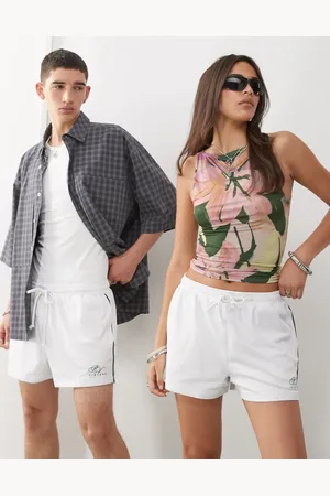 Reclaimed Unisex - Hvide shorts i airtex