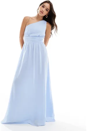 Six Stories Brudepiger - Pudderblå oneshoulder-maxikjole i chiffon-Lilla