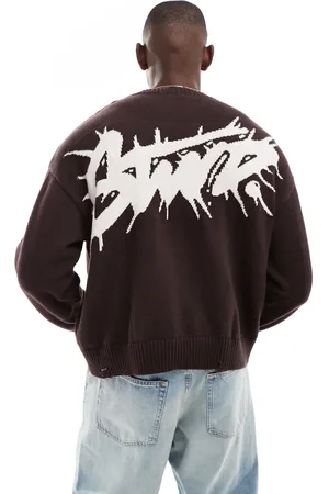 Pull&Bear STWD - Vasket trøje i ribstrik-Sort
