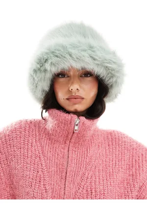 My Accessories Mintgrøn oversized bollehat i blød pels