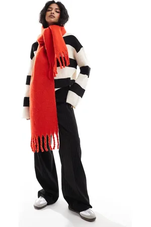 JJXX Oversized rødt og vamset halstørklæde