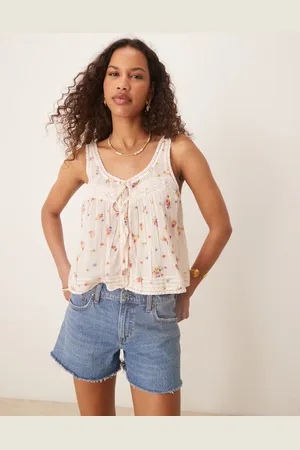 ASOS Cami-top med blondekant og knapper foran i -Multifarvet