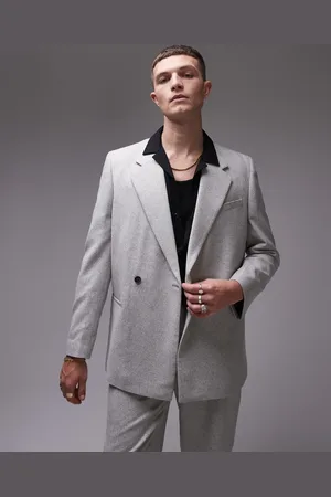Topman , premium, oversized og dobbeltradet jakke i uldblanding