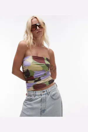 Topshop Bandeau med abstrakt og print i mikrofiber