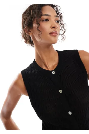 ASOS Strikket tanktop med gennemgående knapper og rynker