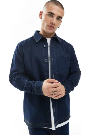 Threadbare Indigoblå skjortejakke i skyllet denim