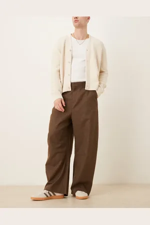 ASOS Brune og elegante horseshoe-bukser i børstet materiale med plisseringer foran
