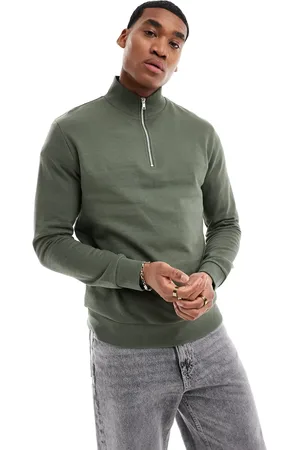 ASOS Essentials - Mellemgrøn sweatshirt med kvart lynlås