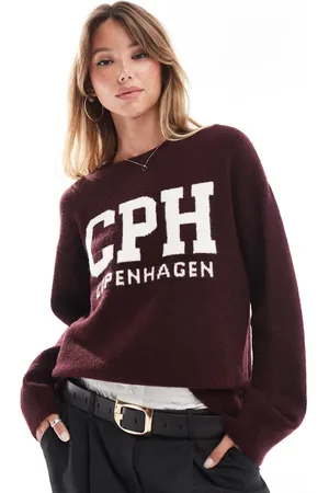 New Look Bordeauxrød trøje med "Copenhagen"-slogan