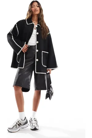 In The Style Longline jakke med syninger i kontrastfarve
